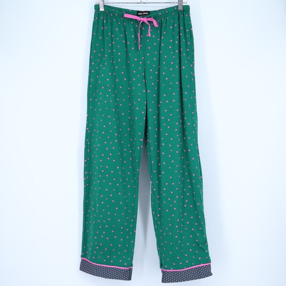 Room Service Pajama Pants Emerald Star Pink Pull On Lounge Pants Women's S